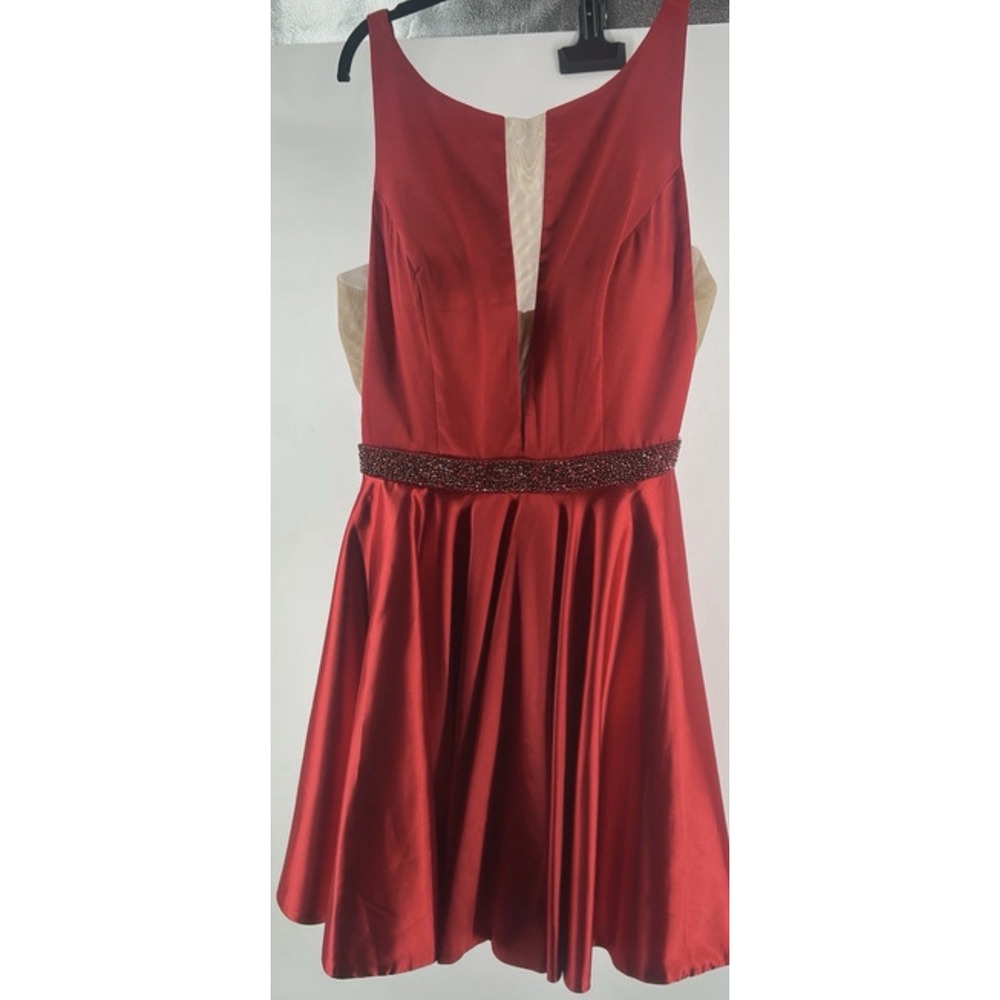 SHERRI HILL Red Satin Prom Dress Sz 10 Formal Gown Vampy Coquette Homecoming NWT